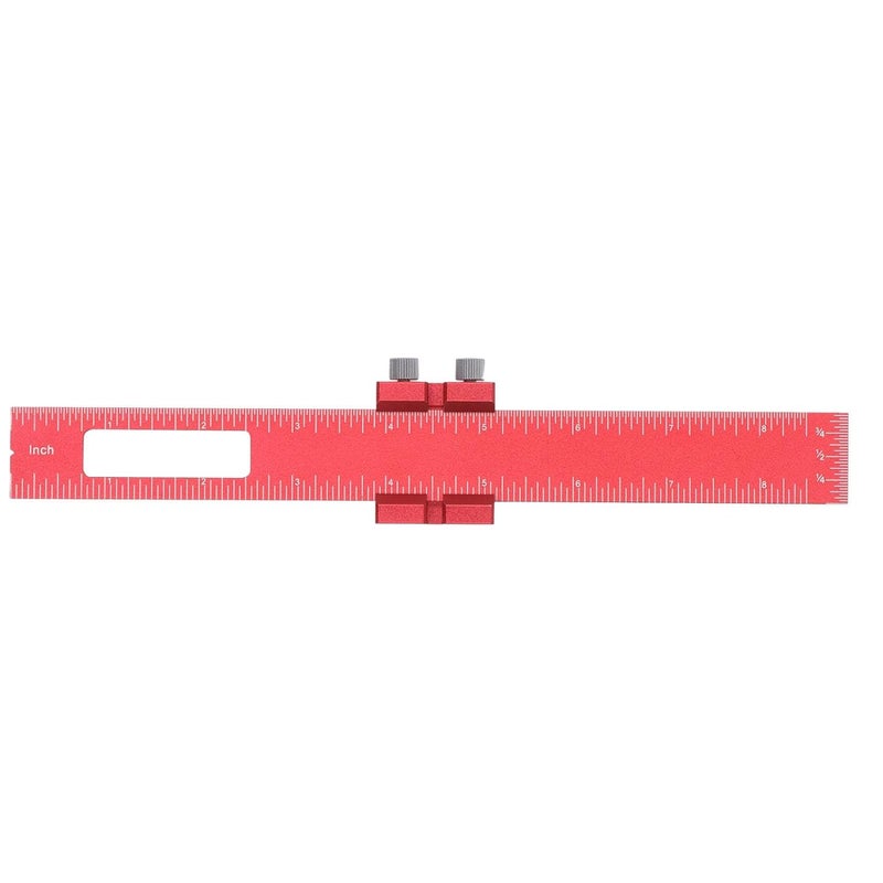 8 Inch Aluminum Alloy Woodworking Ruler Adjustable Sliding Marking Tool with Locking Dual Scale - Image 1